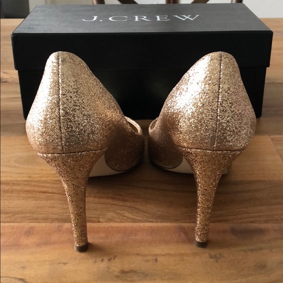 J. CREW Gold Glitter Heels - Picture 3 of 7